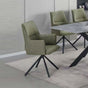 Dining Chair Green Linen Fabric Upholstered Seat Powder Coated Iron Legs V43-AC-JCOB