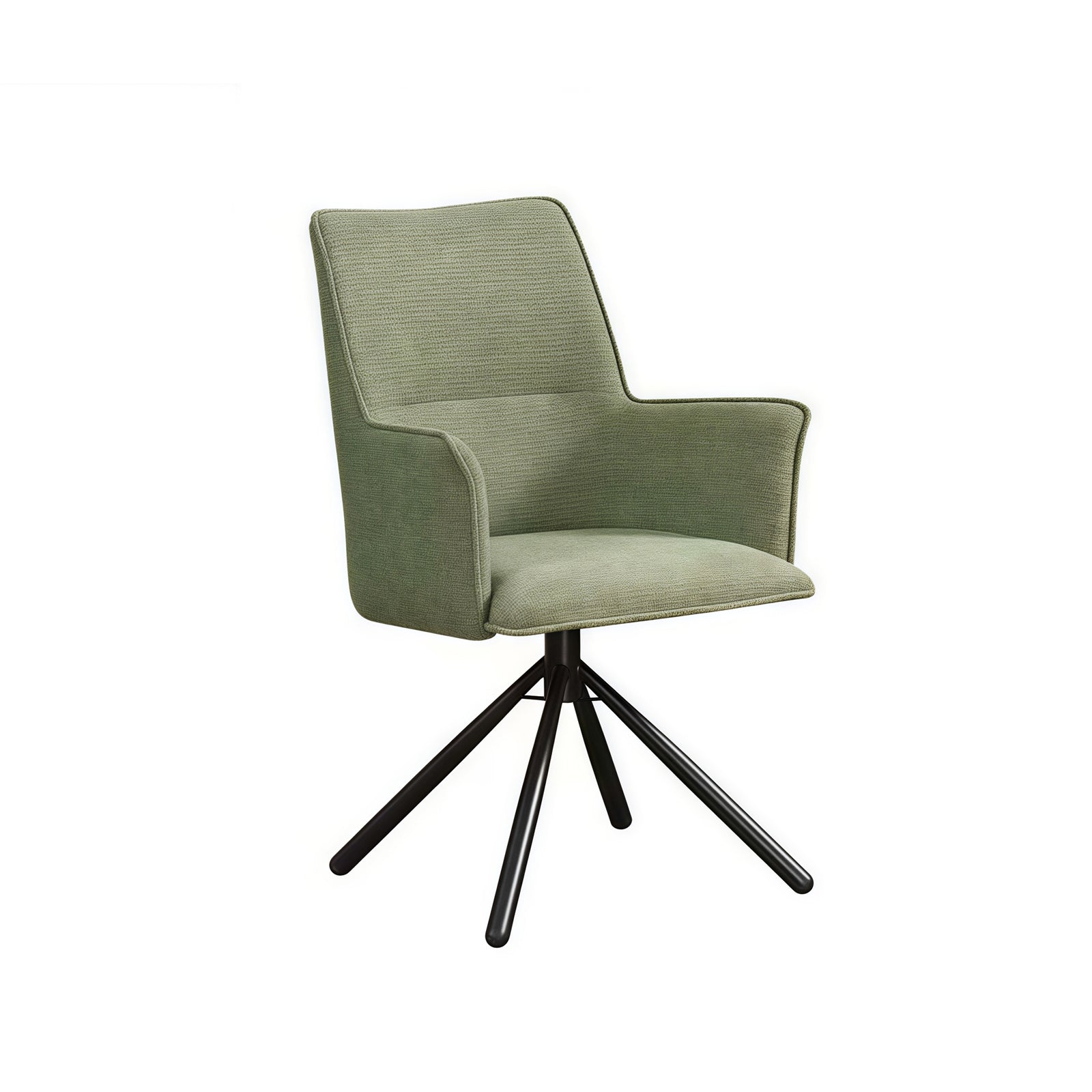 Dining Chair Green Linen Fabric Upholstered Seat Powder Coated Iron Legs V43-AC-JCOB