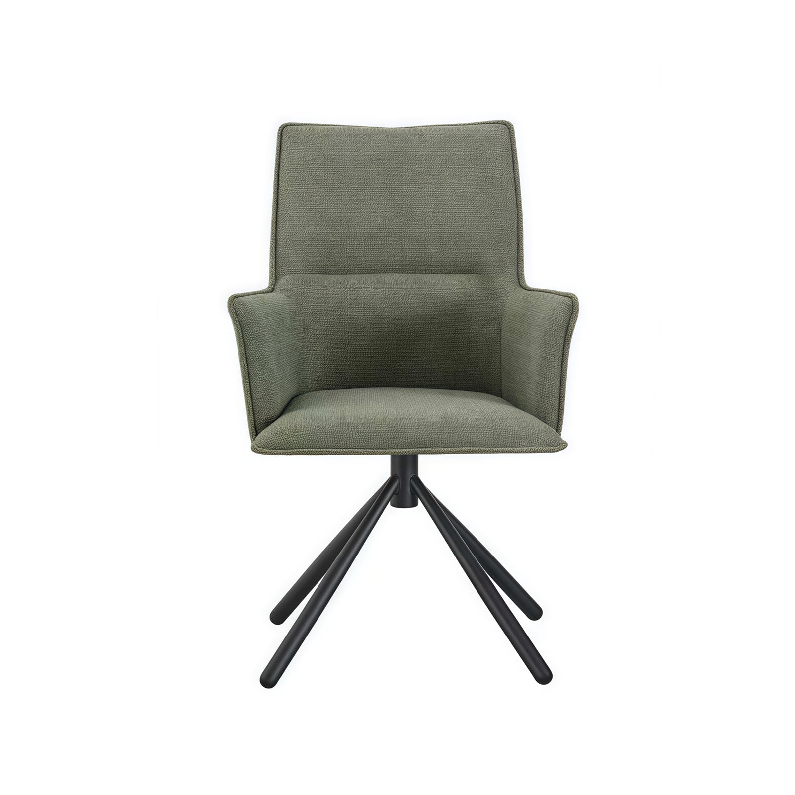 Dining Chair Green Linen Fabric Upholstered Seat Powder Coated Iron Legs V43-AC-JCOB