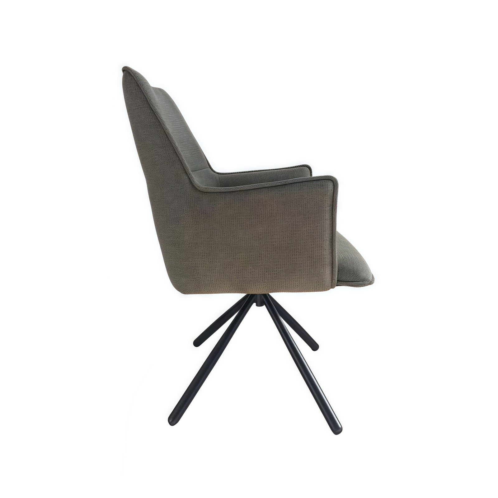 Dining Chair Green Linen Fabric Upholstered Seat Powder Coated Iron Legs V43-AC-JCOB