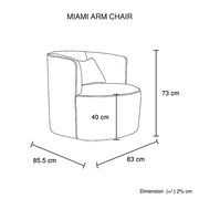 Miami Arm Chair Grey Fabric Upholstery Stripe Design Wooden Structure Rotating Metal Chassis V43-AC-MAMI