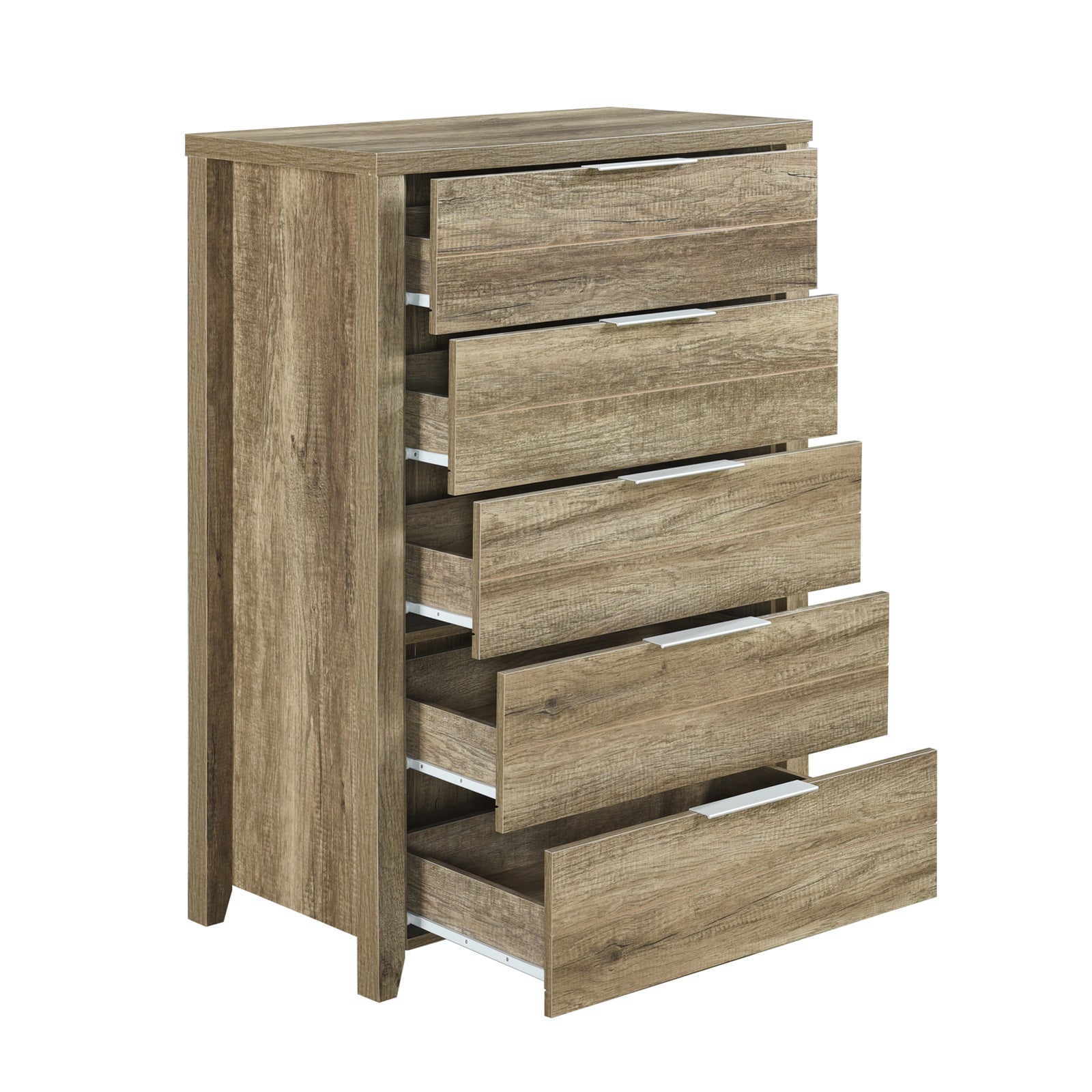 4 Pieces Bedroom Suite Natural Wood Like MDF Structure Queen Size Oak Colour Bed, Bedside Table & Tallboy V43-BDS-CEL-4PC-TBY-Q-OAK
