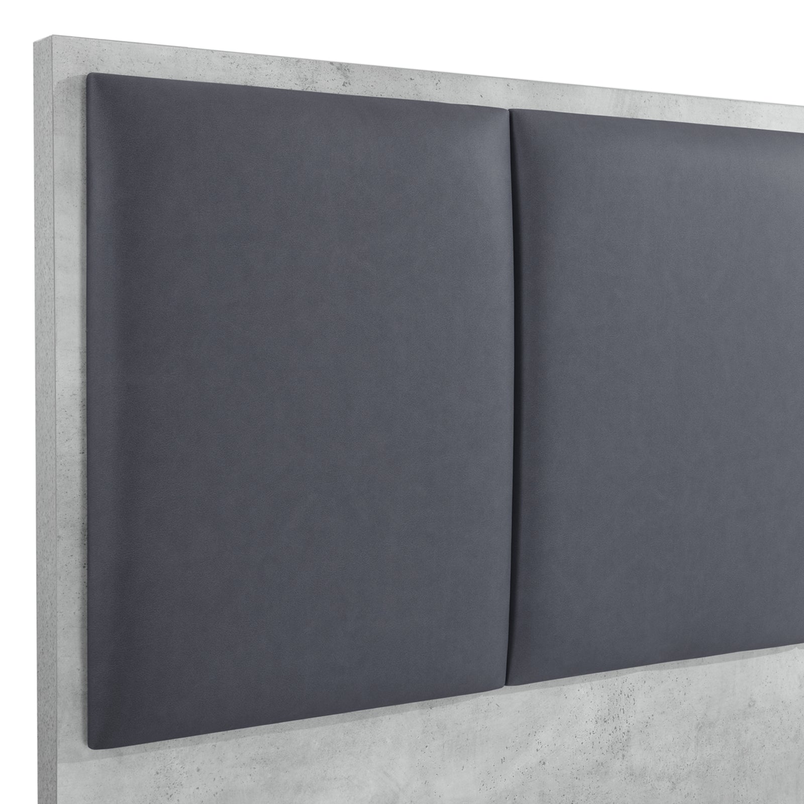 Queen 4 Pcs Bedroom Suite with Dresser Fabric Upholstery MDF Combination of Black & Cement Colour V43-BDS-COP-4PC-DRS