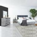 Queen 5 Pcs Bedroom Suite Fabric Upholstery MDF Combination of Black & Cement Colour V43-BDS-COP-5PC