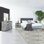 Queen 5 Pcs Bedroom Suite Fabric Upholstery MDF Combination of Black & Cement Colour V43-BDS-COP-5PC