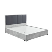 Queen 5 Pcs Bedroom Suite Fabric Upholstery MDF Combination of Black & Cement Colour V43-BDS-COP-5PC