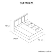 Queen 5 Pcs Bedroom Suite Fabric Upholstery MDF Combination of Black & Cement Colour V43-BDS-COP-5PC