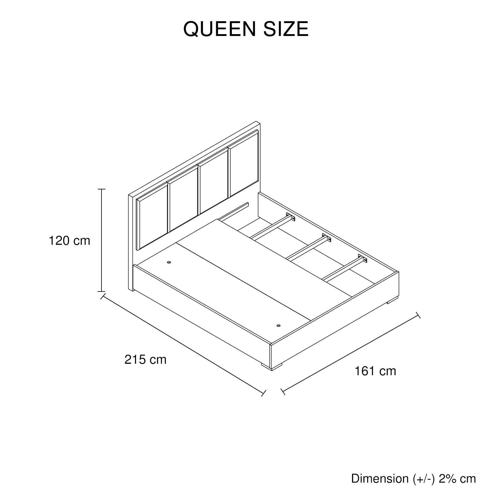 Queen 5 Pcs Bedroom Suite Fabric Upholstery MDF Combination of Black & Cement Colour V43-BDS-COP-5PC
