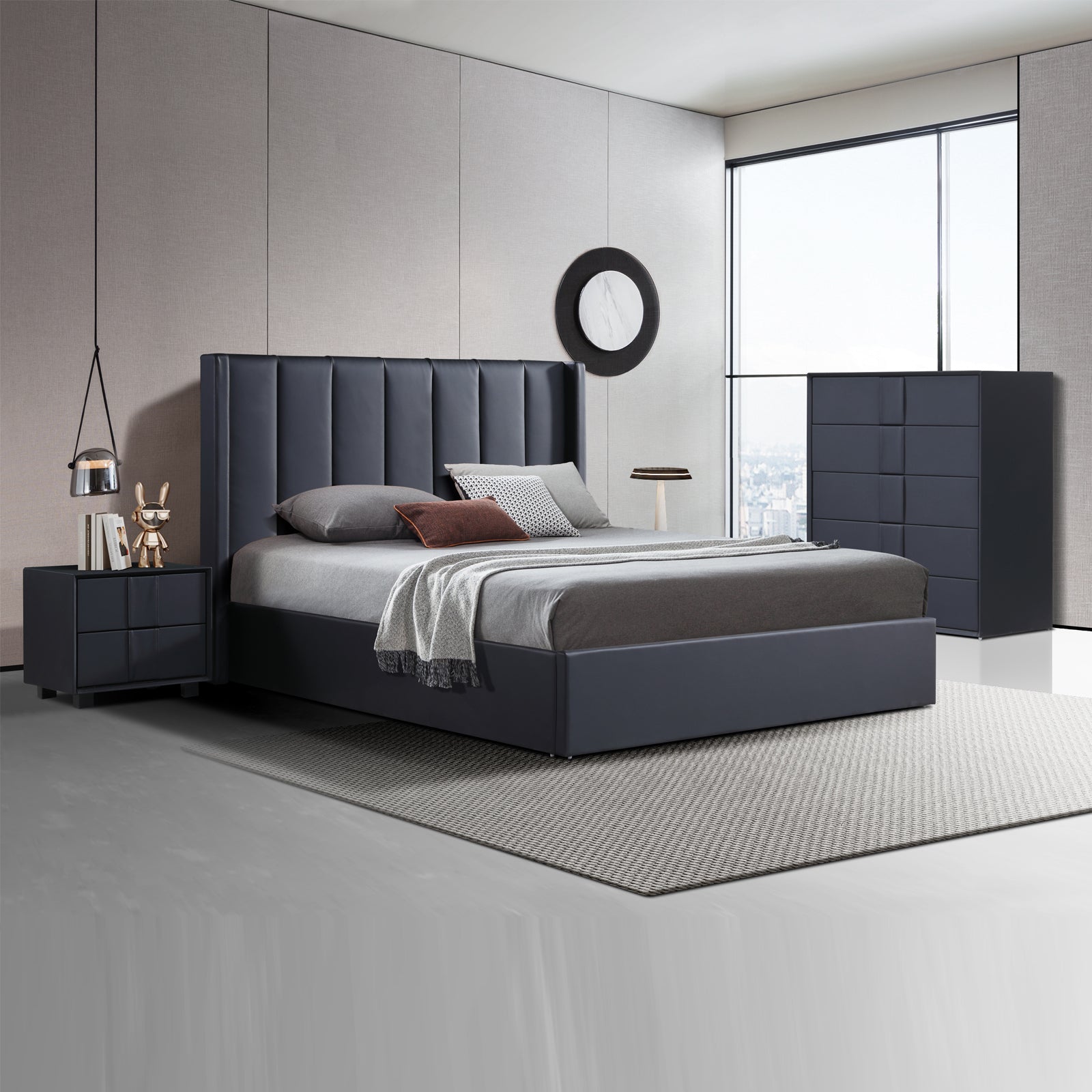 Prado 4pc Fabric Gas Lift Queen Bedroom Suite V43-BDS-PRD-4PC-TBY-Q