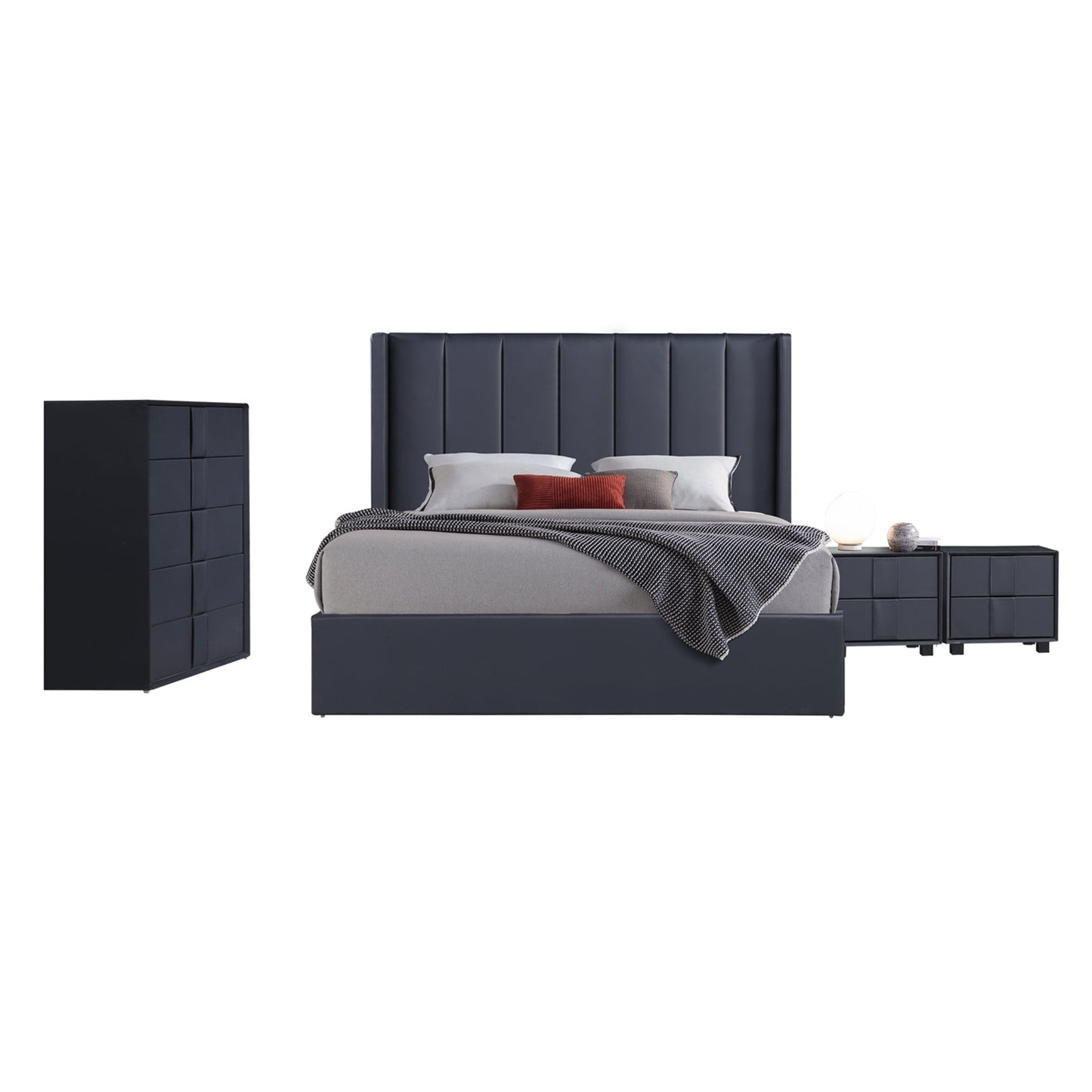 Prado 4pc Fabric Gas Lift Queen Bedroom Suite V43-BDS-PRD-4PC-TBY-Q