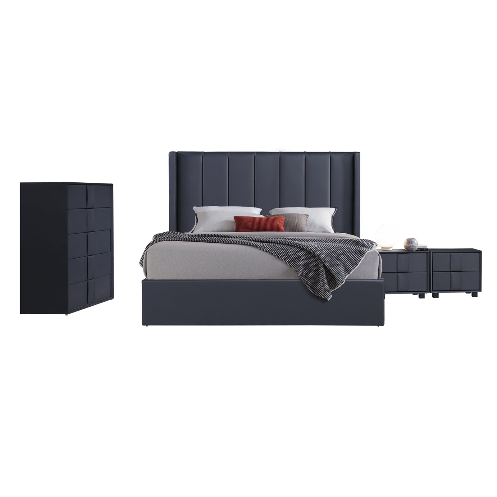 Prado 4pc Fabric Gas Lift Queen Bedroom Suite V43-BDS-PRD-4PC-TBY-Q
