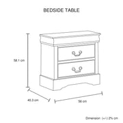 4 Pieces Bedroom Suite in Solid Wood & MDF Queen Size Grey Colour Bed, Bedside Table & Dresser V43-BDS-SPNC-4PC-DRS-Q