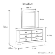4 Pieces Bedroom Suite in Solid Wood & MDF Queen Size Grey Colour Bed, Bedside Table & Dresser V43-BDS-SPNC-4PC-DRS-Q