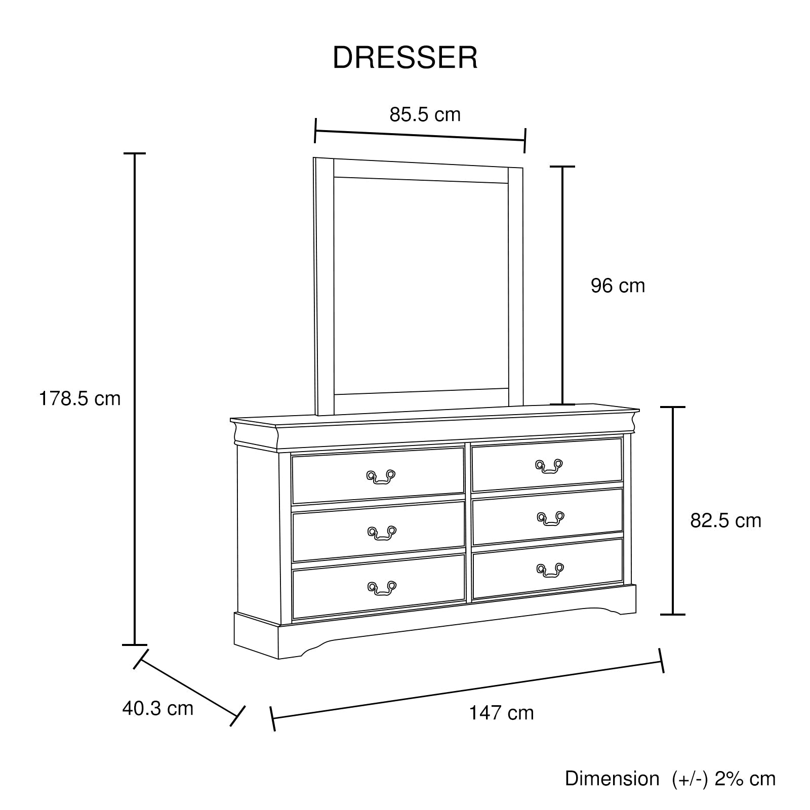 4 Pieces Bedroom Suite in Solid Wood & MDF Queen Size Grey Colour Bed, Bedside Table & Dresser V43-BDS-SPNC-4PC-DRS-Q