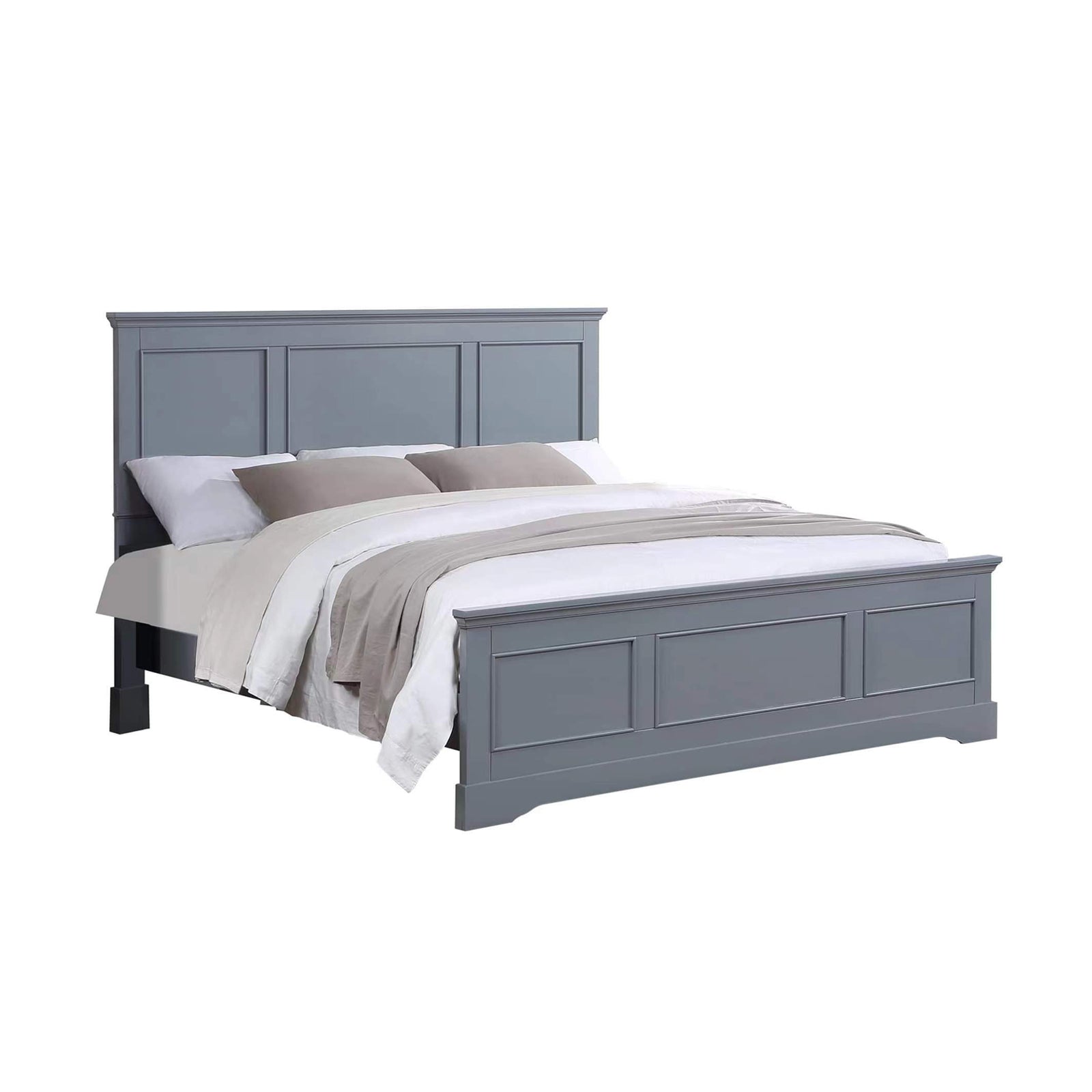 4 Pieces Bedroom Suite in Solid Wood & MDF Queen Size Grey Colour Bed, Bedside Table & Tallboy V43-BDS-SPNC-4PC-TBY-Q
