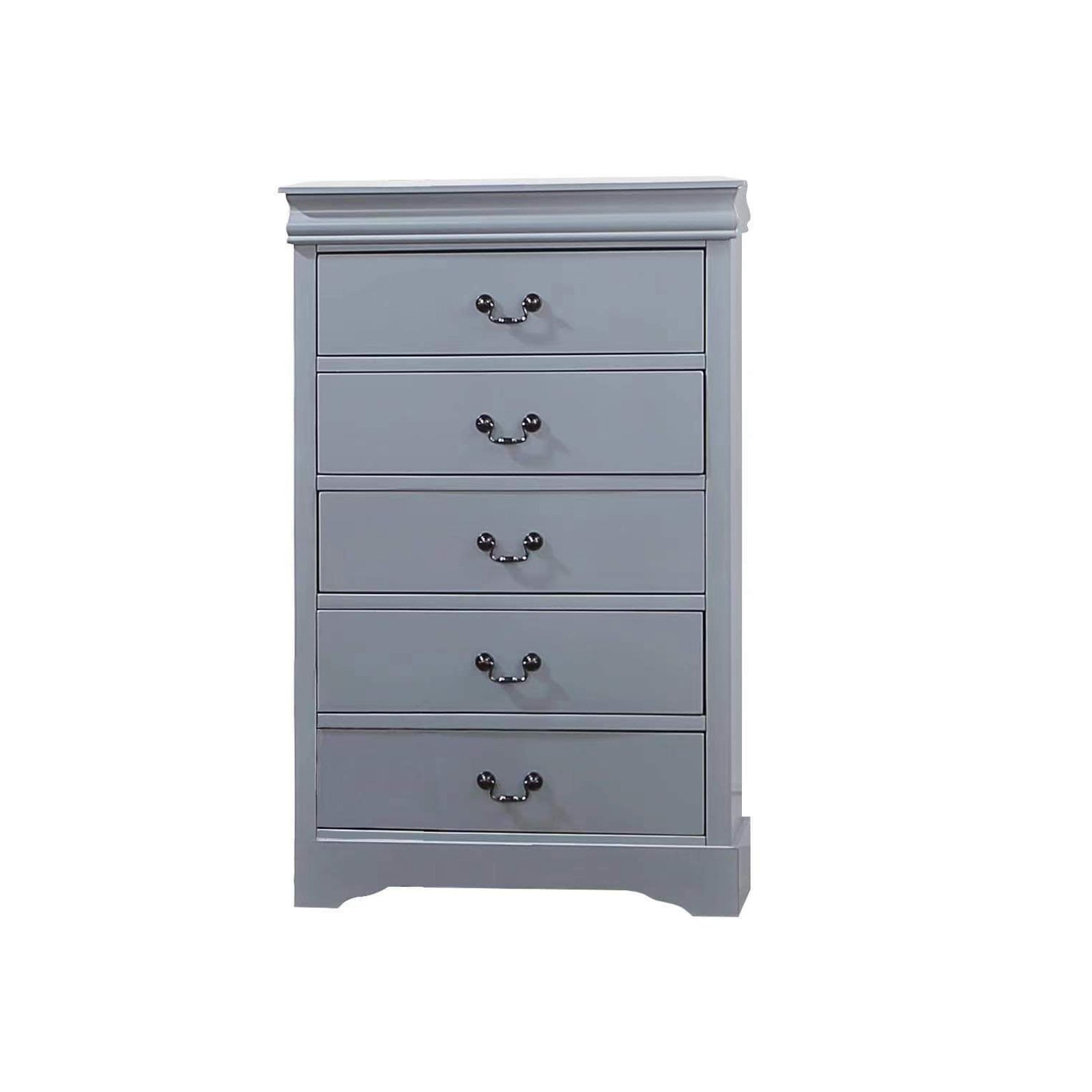 4 Pieces Bedroom Suite in Solid Wood & MDF Queen Size Grey Colour Bed, Bedside Table & Tallboy V43-BDS-SPNC-4PC-TBY-Q