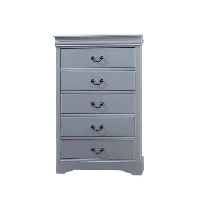 4 Pieces Bedroom Suite in Solid Wood & MDF Queen Size Grey Colour Bed, Bedside Table & Tallboy V43-BDS-SPNC-4PC-TBY-Q