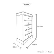 4 Pieces Bedroom Suite in Solid Wood & MDF Queen Size Grey Colour Bed, Bedside Table & Tallboy V43-BDS-SPNC-4PC-TBY-Q