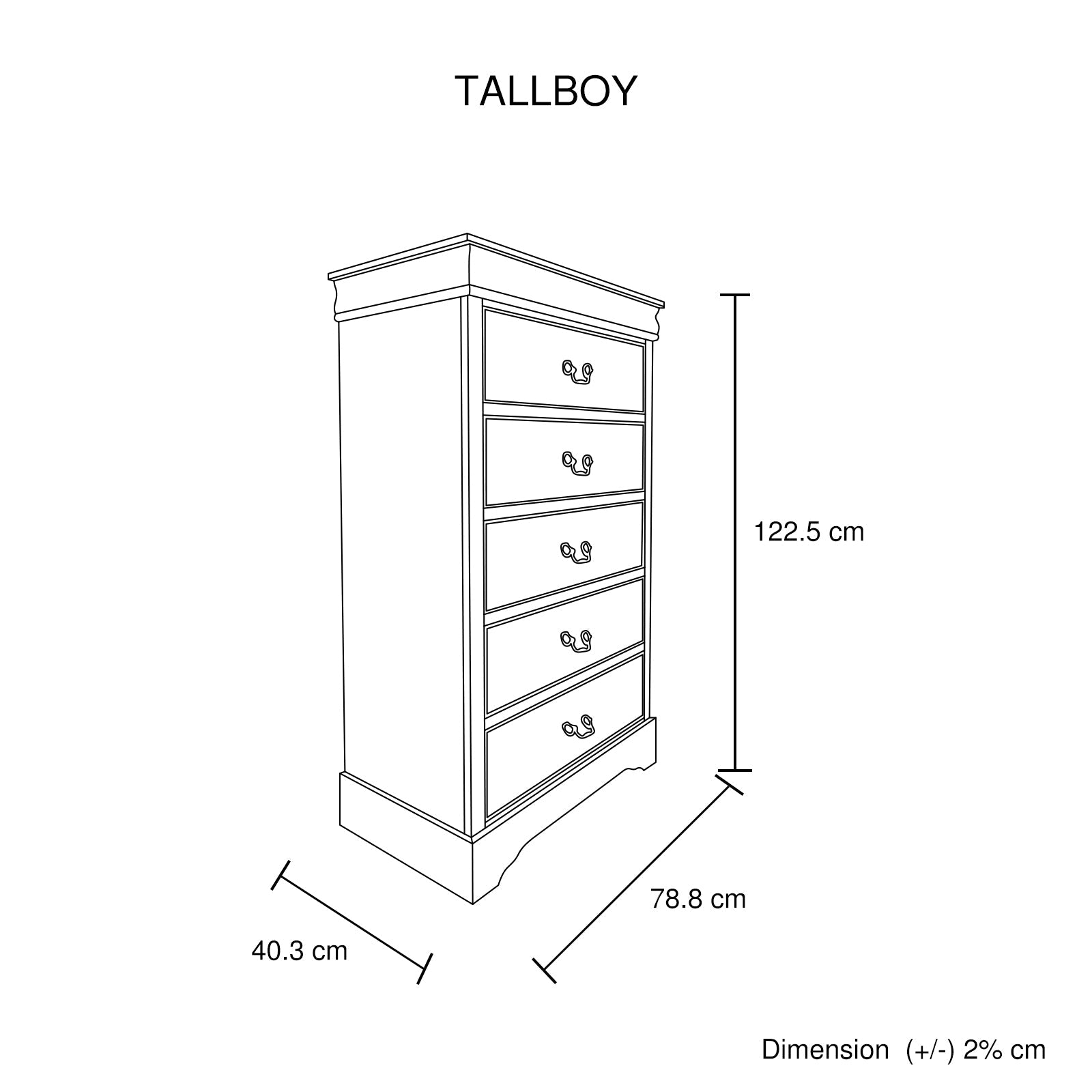 4 Pieces Bedroom Suite in Solid Wood & MDF Queen Size Grey Colour Bed, Bedside Table & Tallboy V43-BDS-SPNC-4PC-TBY-Q
