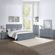 5 Pieces Bedroom Suite in Solid Wood & MDF Queen Size Grey Colour Bed, Bedside Table, Dresser & Tallboy V43-BDS-SPNC-5PC-TBY-DRS-Q