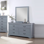 5 Pieces Bedroom Suite in Solid Wood & MDF Queen Size Grey Colour Bed, Bedside Table, Dresser & Tallboy V43-BDS-SPNC-5PC-TBY-DRS-Q