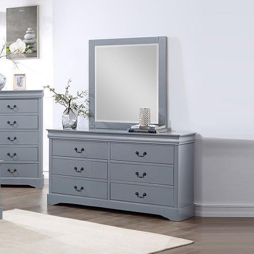 5 Pieces Bedroom Suite in Solid Wood & MDF Queen Size Grey Colour Bed, Bedside Table, Dresser & Tallboy V43-BDS-SPNC-5PC-TBY-DRS-Q