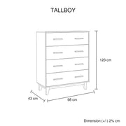 4 Pieces Bedroom Suite Double Size in Solid Wood Antique Design Light Brown Bed, Bedside Table & Tallboy V43-BDS-WDL-4PC-TBY-D