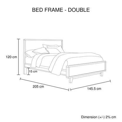 4 Pieces Bedroom Suite Double Size in Solid Wood Antique Design Light Brown Bed, Bedside Table & Tallboy V43-BDS-WDL-4PC-TBY-D