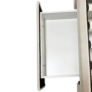 Alexa Queen Size High Rise Headboard Linen Beige Fabric Four MDF Drawers with Wheels Bed Frame V43-BED-ALEX-QBG