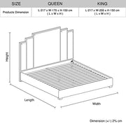 Austin Bed Frame Polyester Turquoise Fabric Padded Upholstery High Quality Slats Polished Stainless Steel Feet V43-BED-AUS-QBU