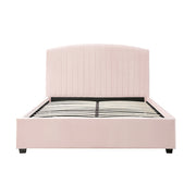 Camelia King Single Size Bed Frame Pink Velvet Upholstery High Headboard Quality Slats Metal Structure V43-BED-CAM-KSPN