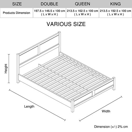 King Size Bed Frame Natural Wood like MDF in Oak Colour V43-BED-CELKOK