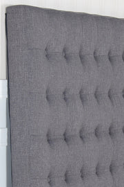 Bed Head Double Charcoal Headboard Upholstery Fabric Tufted Buttons