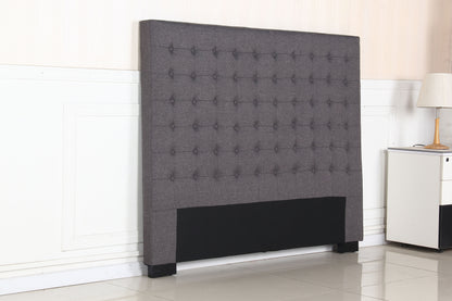 Bed Head Queen Charcoal Headboard Upholstery Fabric Tufted Buttons V43-BED-CILNQCH