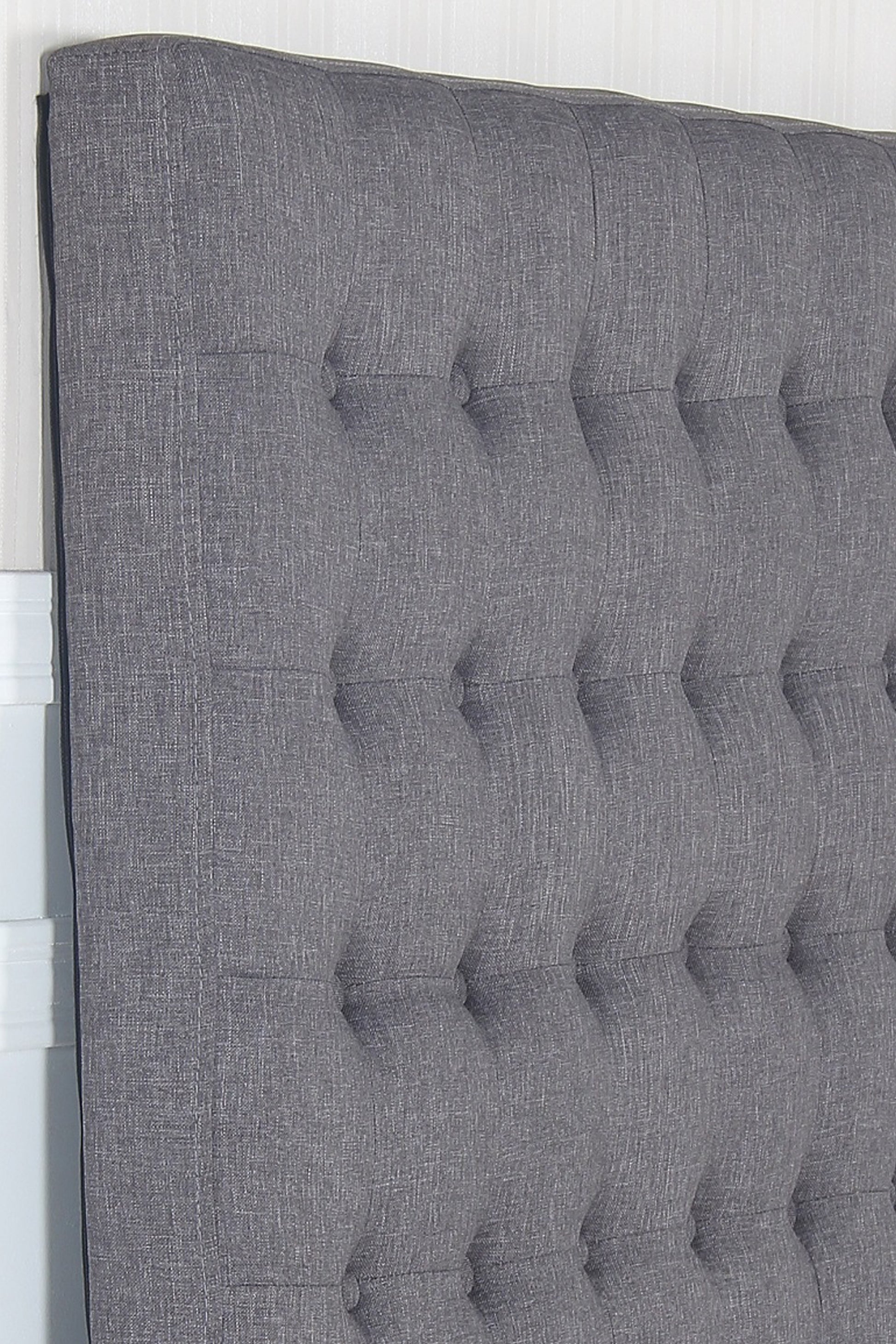 Bed Head Queen Charcoal Headboard Upholstery Fabric Tufted Buttons V43-BED-CILNQCH