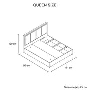 Queen Bed Frame Fabric Upholstery MDF in Cement Colour V43-BED-COP-Q