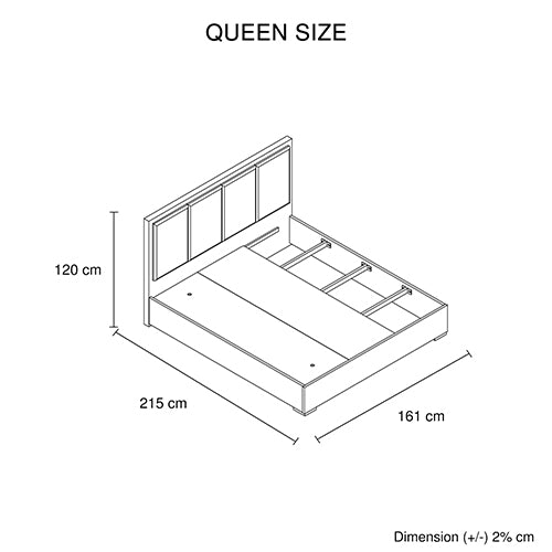 Queen Bed Frame Fabric Upholstery MDF in Cement Colour V43-BED-COP-Q