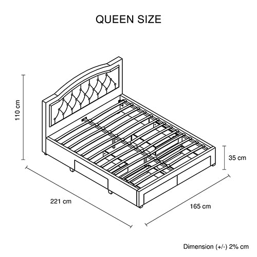 Emily Bed Frame Queen Size Velvet Fabric Grey Four MDF Drawers with Wheels V43-BED-EMLY-QGR