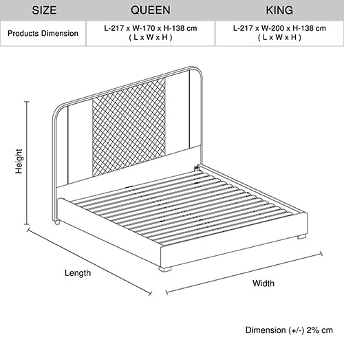 Halcyon Bed Frame Air Leather Padded Upholstery High Quality Slats Polished Stainless Steel Feet V43-BED-HAL-QBL