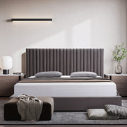 Hillsdale Bed Frame Polyester Fabric Padded Upholstery High Quality Slats Polished Stainless Steel Feet V43-BED-HILL-KGR