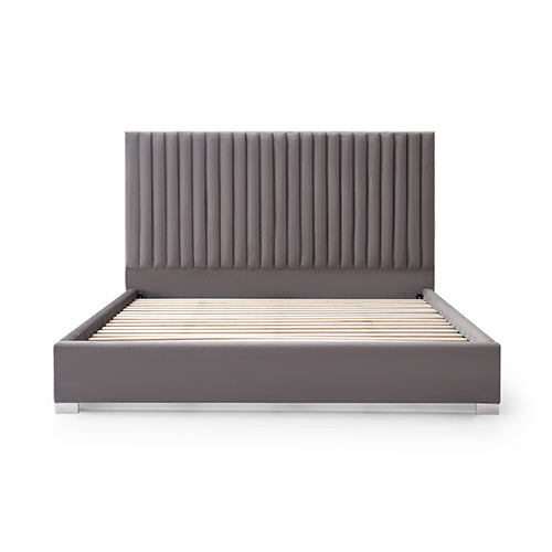 Hillsdale Bed Frame Polyester Fabric Padded Upholstery High Quality Slats Polished Stainless Steel Feet V43-BED-HILL-KGR