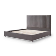 Hillsdale Bed Frame Polyester Fabric Padded Upholstery High Quality Slats Polished Stainless Steel Feet V43-BED-HILL-KGR