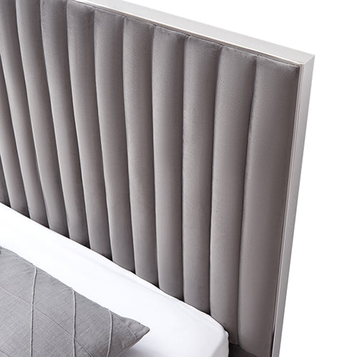 Hillsdale Bed Frame Polyester Fabric Padded Upholstery High Quality Slats Polished Stainless Steel Feet V43-BED-HILL-KGR