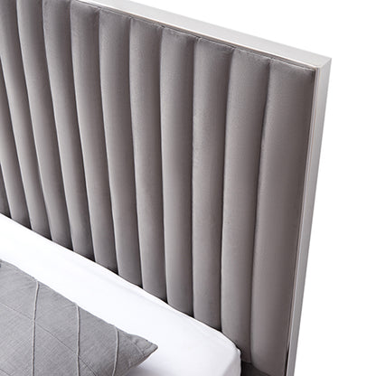 Hillsdale Bed Frame Polyester Fabric Padded Upholstery High Quality Slats Polished Stainless Steel Feet V43-BED-HILL-KGR