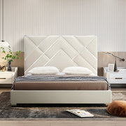 Matrix Bed Frame Fabric Padded Upholstery High Quality Slats Polished Stainless Steel Feet V43-BED-MATX-KBG