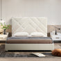 Matrix Bed Frame Fabric Padded Upholstery High Quality Slats Polished Stainless Steel Feet V43-BED-MATX-KBG