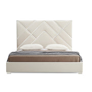 Matrix Bed Frame Fabric Padded Upholstery High Quality Slats Polished Stainless Steel Feet V43-BED-MATX-QBG