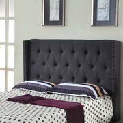 Bed Head Queen Charcoal Headboard Upholstery Fabric Studded Buttons V43-BED-MILAQCH