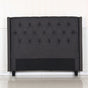 Bed Head Queen Charcoal Headboard Upholstery Fabric Studded Buttons V43-BED-MILAQCH