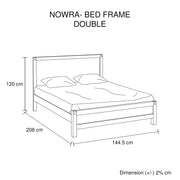 Bed Frame Double Size in Solid Wood Veneered Acacia Bedroom Timber Slat in Chocolate
